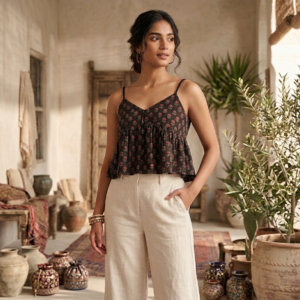 Tara Charcoal Floral Cami Trousers Set