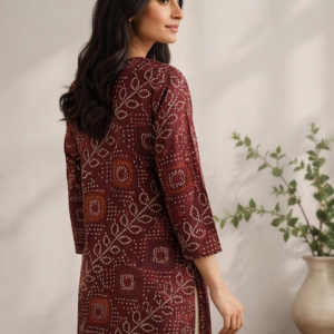 Siya Maroon Bandhani Printed Kurta Trousers Set