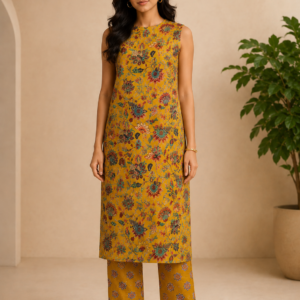 Tara Mustard Floral Kurta Pant Set