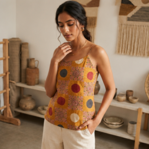 Kira Ochre Tile Print Cami Trousers Set